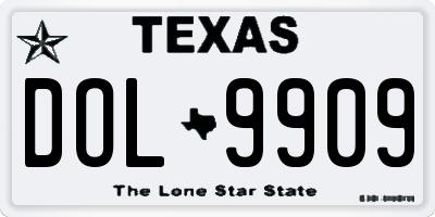 TX license plate DOL9909