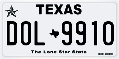 TX license plate DOL9910