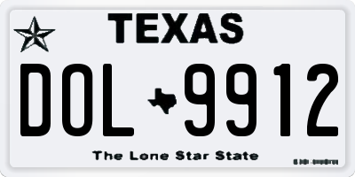 TX license plate DOL9912