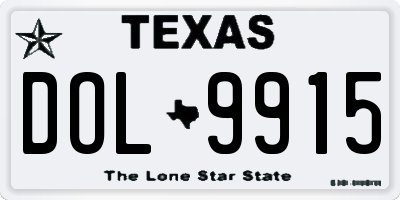 TX license plate DOL9915
