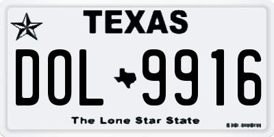 TX license plate DOL9916