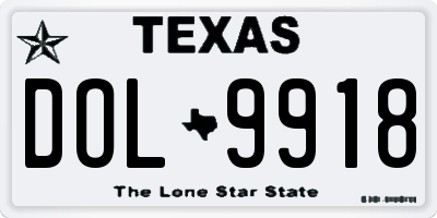 TX license plate DOL9918