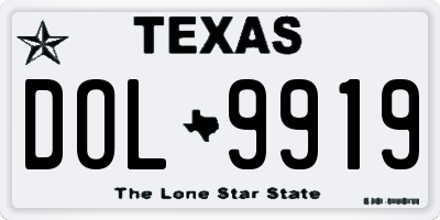 TX license plate DOL9919
