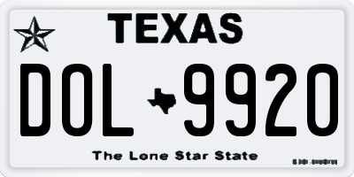 TX license plate DOL9920