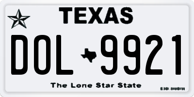 TX license plate DOL9921