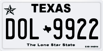 TX license plate DOL9922