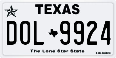 TX license plate DOL9924