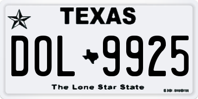 TX license plate DOL9925