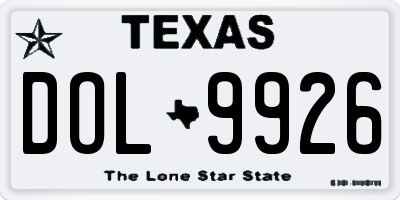 TX license plate DOL9926