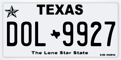 TX license plate DOL9927