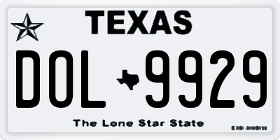 TX license plate DOL9929