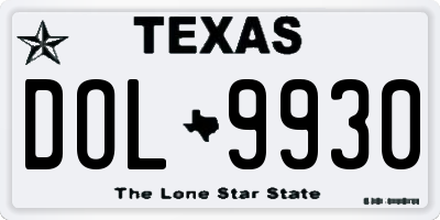 TX license plate DOL9930