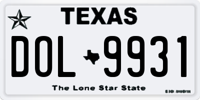 TX license plate DOL9931