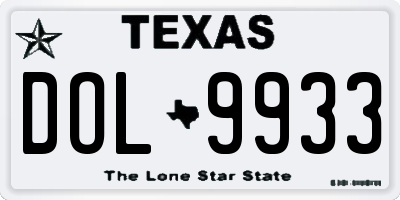 TX license plate DOL9933