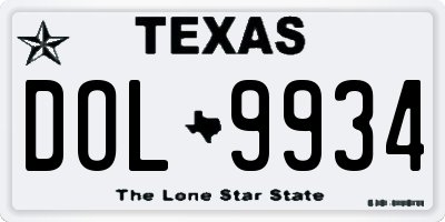 TX license plate DOL9934