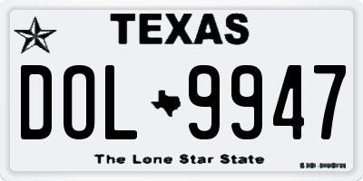 TX license plate DOL9947
