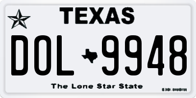 TX license plate DOL9948