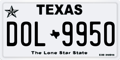 TX license plate DOL9950