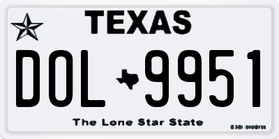 TX license plate DOL9951