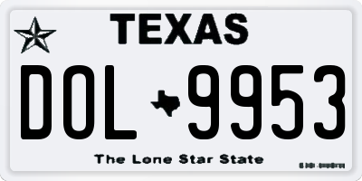 TX license plate DOL9953