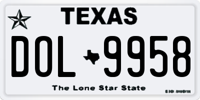TX license plate DOL9958