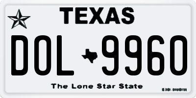 TX license plate DOL9960