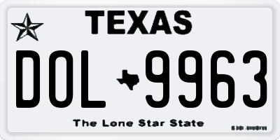 TX license plate DOL9963