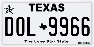 TX license plate DOL9966