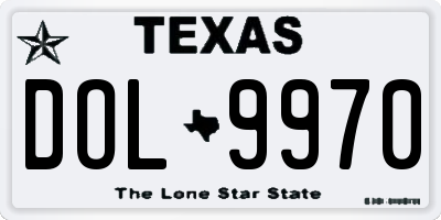 TX license plate DOL9970