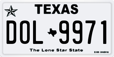 TX license plate DOL9971
