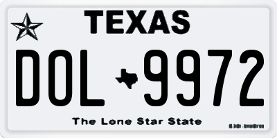 TX license plate DOL9972