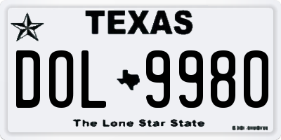 TX license plate DOL9980
