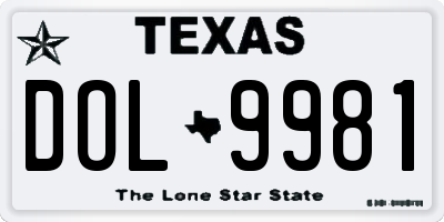 TX license plate DOL9981