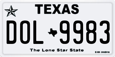 TX license plate DOL9983