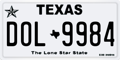 TX license plate DOL9984