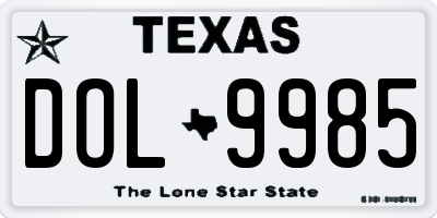 TX license plate DOL9985