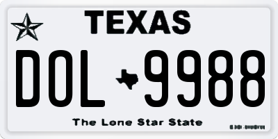 TX license plate DOL9988
