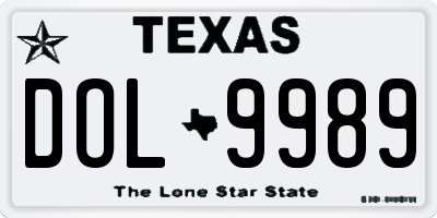 TX license plate DOL9989