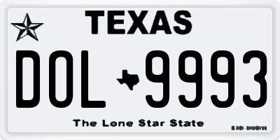 TX license plate DOL9993
