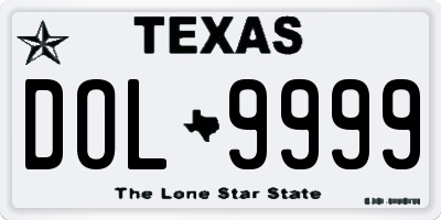 TX license plate DOL9999
