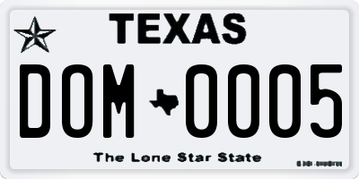 TX license plate DOM0005