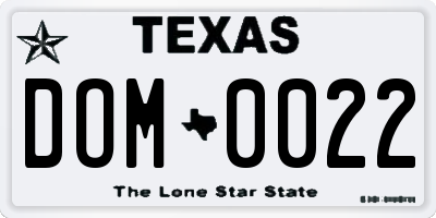 TX license plate DOM0022
