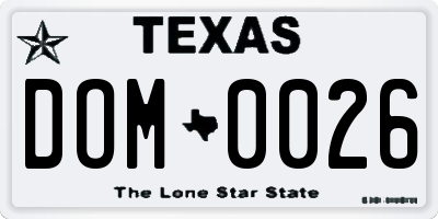 TX license plate DOM0026