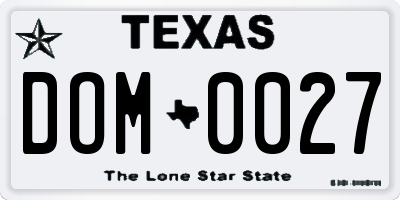 TX license plate DOM0027