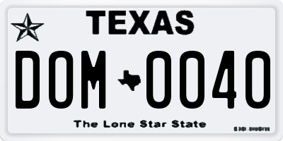 TX license plate DOM0040