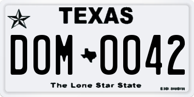 TX license plate DOM0042