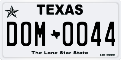 TX license plate DOM0044