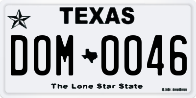 TX license plate DOM0046