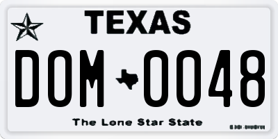 TX license plate DOM0048