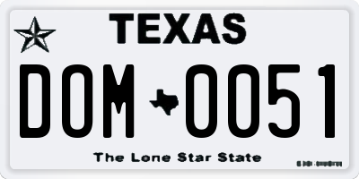 TX license plate DOM0051